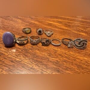 10 Silver-Tone Women’s Multi-Stone Ring Collection. Size 7/8